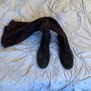 Prada brown suede over the knee boots!